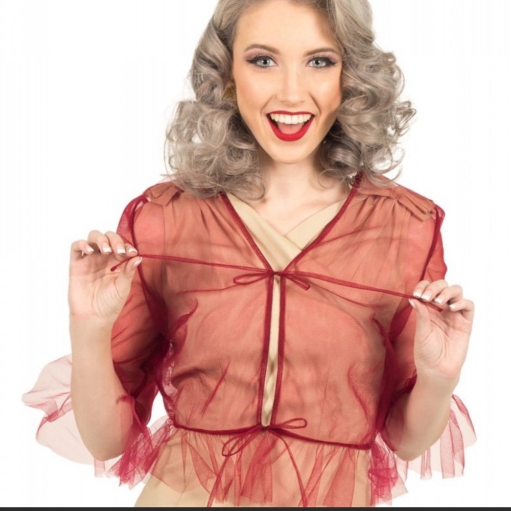 Tatyana Pinup Sheer Red Bolero